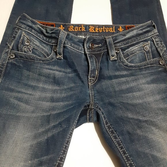 Rock Revival Women's Embellished Pat Straight Jeans in Size 26 - Picture 3 of 11